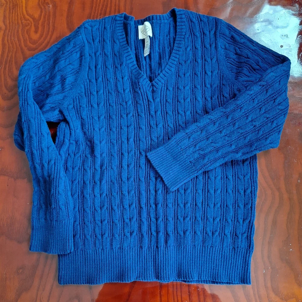 Womens Navy Blue Cable Knit Sweater Size PXL Very Good Condition - Picture 1 of 2